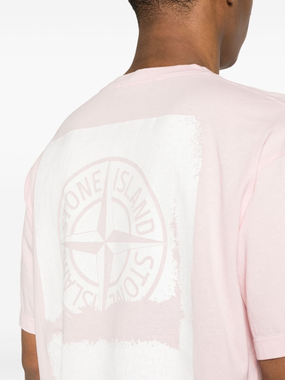 Stone Island - T Shirt rose 2RC89 'SCRATCHED PAINT ONE' PRINT - Lothaire