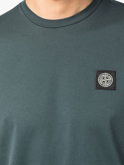 Stone Island T-shirt vert en coton à motif compass - Lothaire boutiques