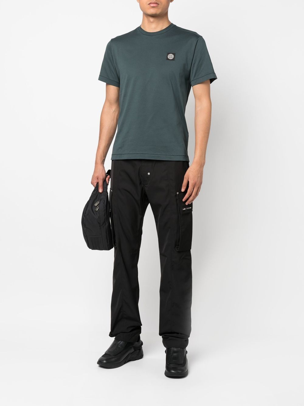 Stone Island T-shirt vert en coton à motif compass - Lothaire boutiques