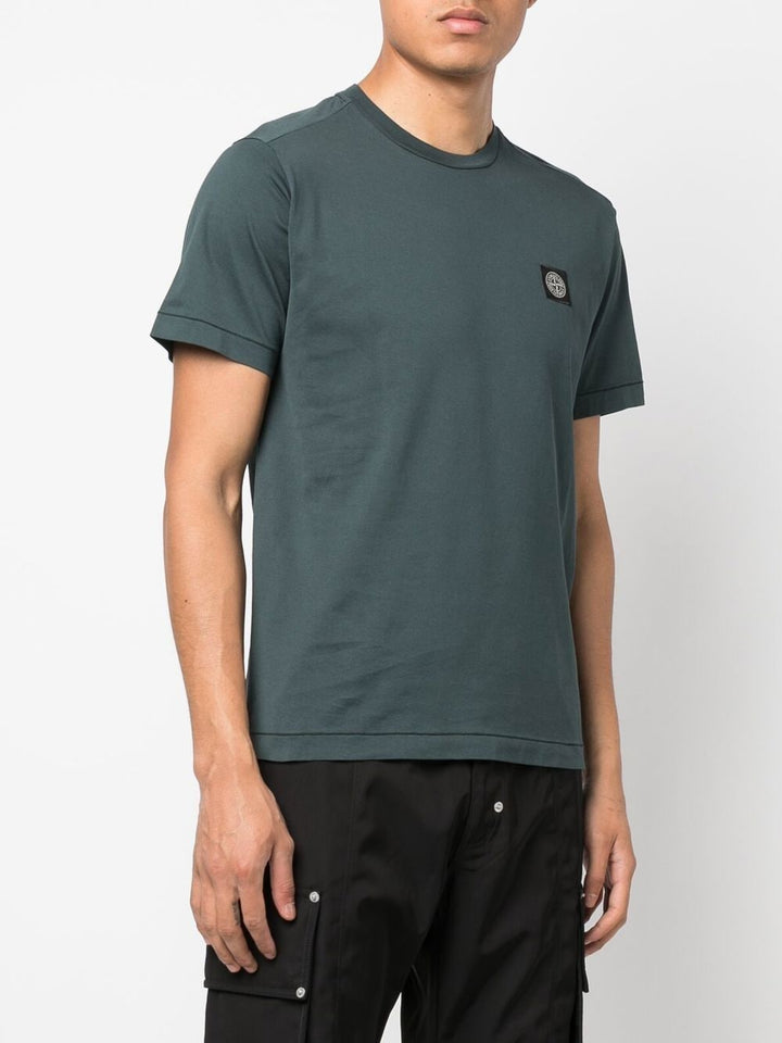 Stone Island T-shirt vert en coton à motif compass - Lothaire boutiques