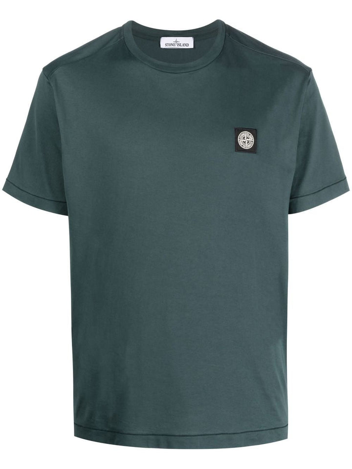 Stone Island T-shirt vert en coton à motif compass - Lothaire boutiques