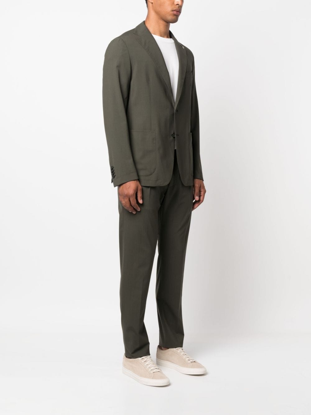 Costume Femme Kasper En Laine - Taille 8 - Col Et Poignets Imprimé Vert Olive/léopard - Occasion Très Bon état