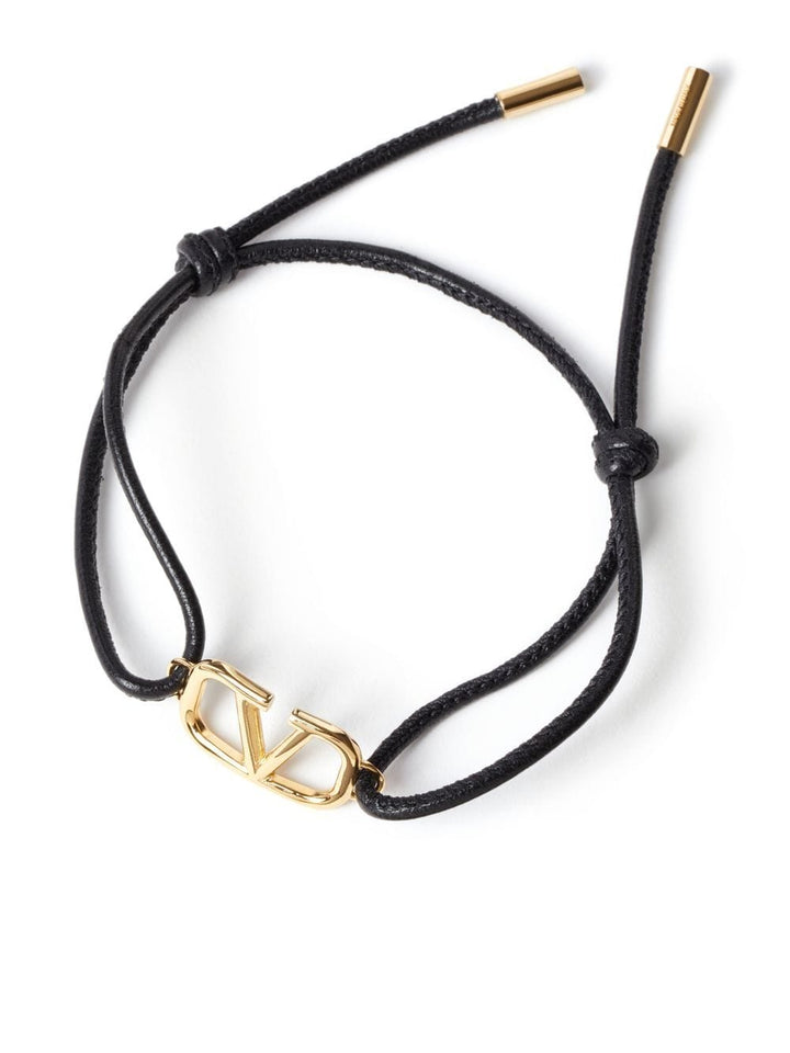 Valentino Garavani Bracelet noir à détail VLogo Signature en cuir - Lothaire